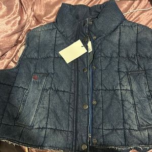 Denim puffer vest